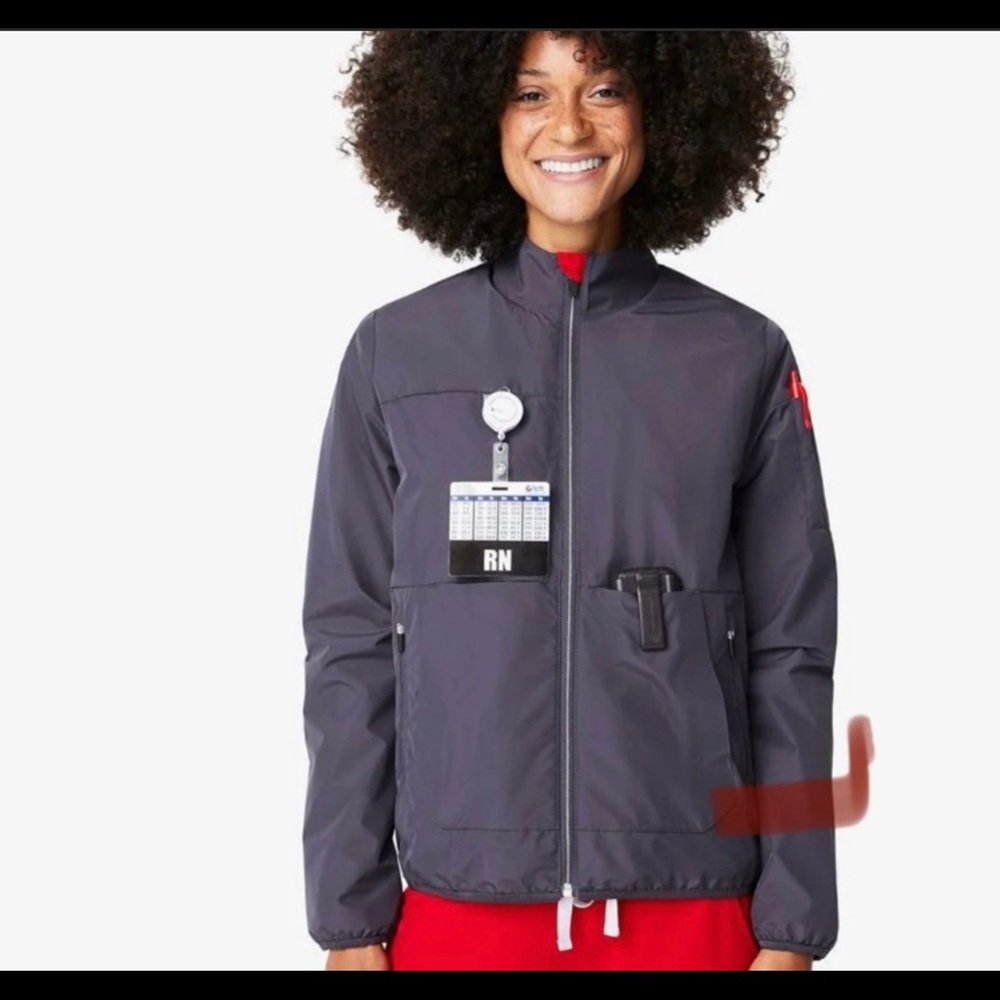 Figs warm up charcoal jacket